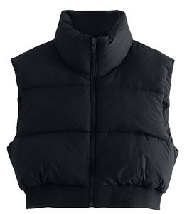 Doudoune matelassée sans manches pour femme, col montant zippé, coupe courte - Product Image 3