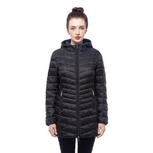 <b>Women's</b> Black Hooded Puffer <b>Jacket</b> Long Length Zipper Closure Windproof Casual Winter Coat Polyester Wadding Solid Color - Product Image 1