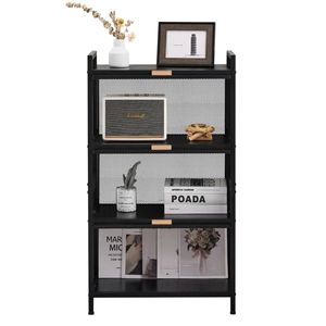 Mobiletto Multifunzionale a 4 Ripiani per Soggiorno con Porta, Porta Pane, Dispensa e Supporto per Microonde - Product Image 3