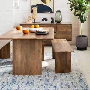 Solid Wood Dining Table <b>Set</b> with <b>Bench</b>, Modern Rectangular Wooden Furniture, Contemporary <b>Kitchen</b> Dining <b>Set</b> for Home - Product Image 3