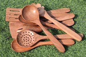 Natural Wooden Cooking and Serving Utensils Simple Flatware Set Fork <b>Spoon</b> Perfect for Kitchen And <b>Table</b> Use From India - Product Image 3