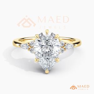 Gold Plated Pear Cut Engagement <b>Ring</b> Women Side Stone American Diamond <b>CZ</b> Wedding <b>Ring</b> Latest Design Daily Wear - Product Image 5