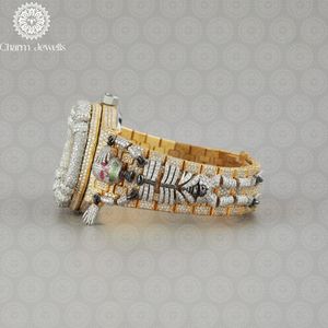 Montre de luxe pour homme Charm Jewells en acier inoxydable, boîtier de 40 mm, accents de diamants, mouvement mécanique analogique, résistance à l'eau 10 bars - Product Image 4