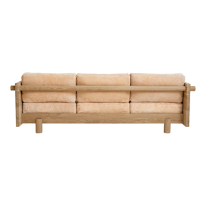 Minimalist Solid <b>Wood</b> Three Seat <b>Sofa</b> With Fabric Cushions For Living Room Home Hotel And Villa - Product Image 2