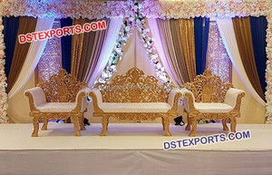 Ensemble de canapés Walima pour mariées et mariés Ensemble de canapés de mariage fantaisie au design pakistanais Ensemble de canapés de mariage arabe de style marocain - Product Image 2