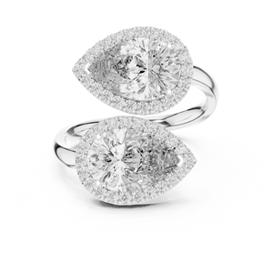 แหวนเพชร Elarique Twin Halo Bypass 10K/14K/18K/เงิน  ได้รับการรับรองจาก IGI เพชรเพาะเลี้ยงในห้องปฏิบัติการ - Product Image 2