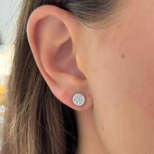 Round Lab Grown Diamond Cluster Stud <b>Earring</b> 14K 18K Solid Gold 7.25mm Modern Classic Push Back Everyday Wear Elegant Studs Pair - Product Image 2