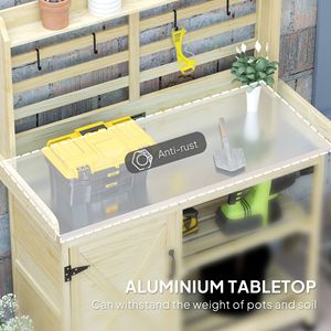 Banco da Giardinaggio in Legno Naturale con Lavello e Rubinetto per Uso Esterno in Cortili, Centri Commerciali, Giardini, Patii e Balconi - Product Image 4