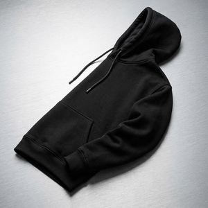 Custom <b>Black</b> Minimalist Pullover Hoodie Men's Casual Sportswear <b>Sweatshirt</b> Raised Logo OEM ODM Wholesale Manufacturer - Product Image 2