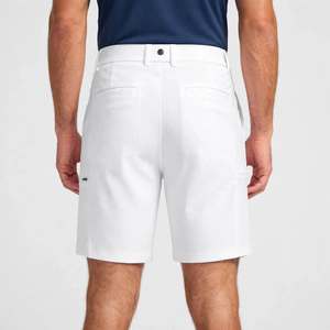<b>Men's</b> <b>White</b> Oxford Bermuda Shorts Mid Waist Button Fly Casual Solid Color Pockets Woven Fabric - Product Image 4