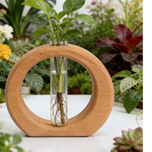 Vase en bois massif Art Déco fait main, écologique, diamètre 4-6 pouces, décoration maison et bureau, présentation sur table, vente en gros - Product Image 2