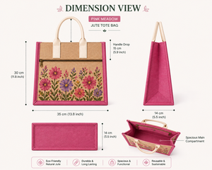 Bolsa de Yute Laminada Personalizada con Estampado Floral, Ecológica, Reutilizable, con Cierre de Botón, Bolsa de Playa de Algodón para Exposiciones - Product Image 2