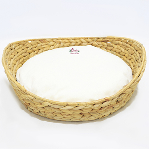 Lit pour animaux de compagnie en jonc de mer fait main, panier tressé, maison pour chat, niche naturelle pour chien, mobilier d'intérieur - Product Image 1