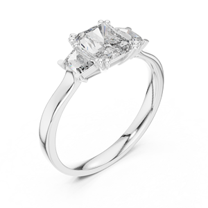 Anillo Solitario Personalizado con Corte Baguette y Radiante, con Diamante Cultivado en Laboratorio, en Oro Blanco de 18 Quilates, para Fiestas, Bodas, Uso Diario, Regalo de Lujo para Mujer - Product Image 1