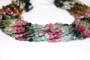 Cuentas de Turmalina Multicolor de Calidad AAA, Forma Ovalada Facetada, 5*7 mm, 14 Pulgadas, Piedra Natural para Fabricación de Joyas a Precio de Mayoreo - Product Image 2