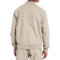 Blouson bomber beige pour homme, léger, fermeture éclair intégrale, col montant, coupe-vent, veste décontractée pour le printemps