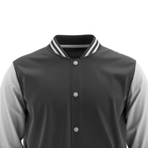 เสื้อแจ็คเก็ตเบสบอลทีมโรงเรียน Letterman สีดำ ทำจากผ้าขนสัตว์ แขนหนังแท้ กันน้ำ ระบายอากาศ กันลม - Product Image 1