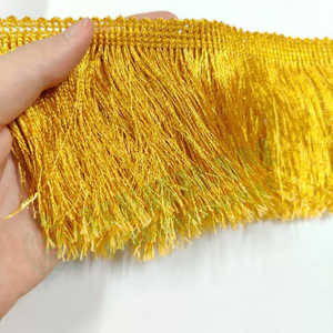 Frange décorative en fil doré tressé, bordure à pompons personnalisable, légère, 100% polyester, pour rideaux, vêtements, maison - Product Image 4