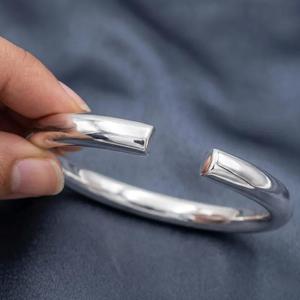 Handmade Heavy <b>Solid</b> Brass <b>Silver</b> Plated Torque Bangle Thick Mens Brass Cuff Chunky Minimalist Bangle High End Artisan Jewelry - Product Image 2