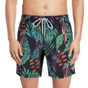 กางเกงขาสั้นชายลายพิมพ์นกเขตร้อน แห้งเร็ว มีเชือกผูกเอว ลำลอง ใส่เล่นน้ำ เอวกลาง โพลีเอสเตอร์ 100% - Product Image 5