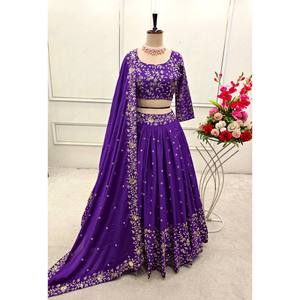 Conjunto de trabajo de secuencia de bordado elegante Lehenga Choli para mujer de diseñador - Product Image 2