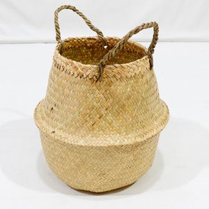 Cesta de Almacenamiento Tejida con Hojas de Palma, Diseño Nuevo, Maceta con Asas Dobles - Product Image 1