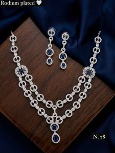 Silver Plated Brass Women's Bridal Set Choker <b>Necklace</b> Drop Earrings Tikka Ethnic Zircon Trendy Wedding Engagement Anniversary - Product Image 2