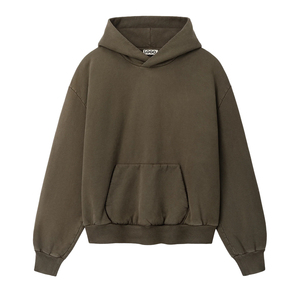 men's custom Heavyweight Half <b>Raglan</b> Hoodie Men Vintage Washed Cotton Fleece Streetwear OEM Casual private label men's <b>top</b> - Product Image 3
