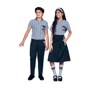 Conjunto de uniforme escolar a cuadros de algodón para niños y niñas de primaria, tela Oxford con talla personalizada disponible - Product Image 1