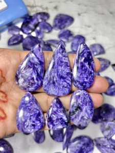 เกรด AAA คริสตัลหรู Charoite Cabochon สีม่วงธรรมชาติหรูหราสำหรับการทำเครื่องประดับอัญมณีหลวม - Product Image 3
