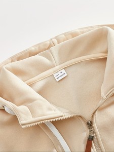 Oversized Men's Hooded Quarter-Zip Sweatshirt Solid Color Cotton French Terry Casual Autumn Wear - Product Image 5