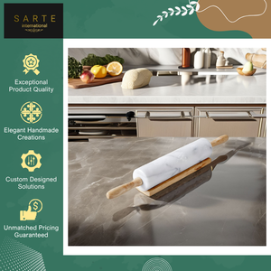 Indian Supplier Selling Kitchen Decor Marble & Wood Non-Stick Eco-Friendly Adjustable <b>Rolling</b> <b>Pin</b> for Baking Fondant & Dough - Product Image 4