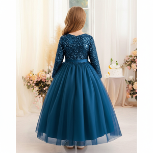 Exclusivo Vestido de Princesa Morpichh de Terciopelo con Lentejuelas Bordadas y Cuello en V para Niñas, Vestido de Fiesta Infantil, Venta al Por Mayor, OEM, ODM - Product Image 2