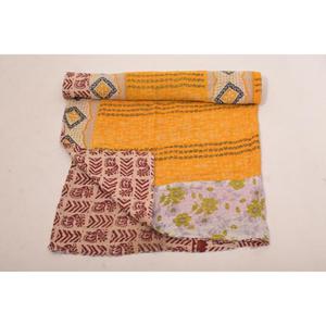 Vintage Kantha <b>Quilt</b> Cotton <b>Handmade</b> Reversible Gudri Throw Blanket Bedspread for Bedroom Living Room - Product Image 3