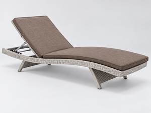Modern PE Rattan <b>Sun</b> <b>Lounger</b> <b>with</b> Polyester <b>Cushion</b> Adjustable Reclining Outdoor Furniture Tapered Leg Design - Product Image 3