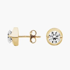 Boucles d'oreilles Illusion avec diamants de laboratoire en or jaune - Product Image 3
