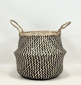 High Quality Eco-Friendly Natural Seagrass <b>Foldable</b> Belly Planter Storage <b>Basket</b> Natural Color Pompoms Best Selling Sundries - Product Image 2