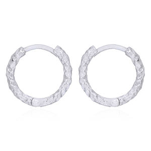 925 Sterling Silver Corrugated Surface <b>Hinged</b> Hoop Earrings Trendy Jewelry for Parties and Gifts From Thailand - Product Image 1
