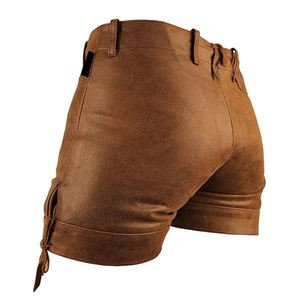 Custom <b>Men's</b> High Street Style Solid Cowhide <b>Leather</b> <b>Shorts</b> with Side Pockets Breathable Quick Dry Private Label Premium Quality - Product Image 2