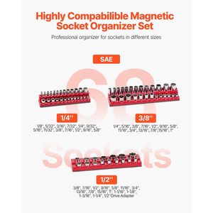 Set Organizzatore per Bussole Magnetiche con Etichette Trasparenti per Bussole SAE da 1/4", 3/8", 1/2" - 3 Pezzi - Product Image 2
