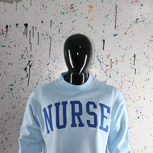 Sweat-shirt à col montant NURSE SKY BLUE 100% bleu avec broderie appliquée, col large, URBAN PRODUCTIONS - Product Image 4