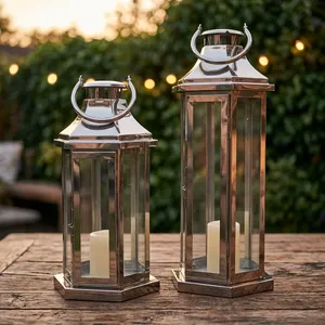 Stainless Steel <b>Lantern</b> <b>Candle</b> <b>Holder</b> For Home Decoration Durable Metal <b>Lanterns</b> Outdoor Indoor Use - Product Image 3