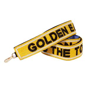 Sangle artisanale en coton avec perles de rocaille Geaux Saints – Or et noir, accessoire de sac perlé de haute qualité pour le jour du match, le style quotidien et l'esprit festif - Product Image 2