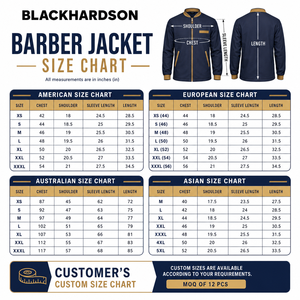 Chaqueta de Barbero Premium de Poliéster Elástico de 180 GSM, Azul Marino, Manga Corta, con Relieve, Transpirable, Unisex, OEM, ODM - Product Image 3