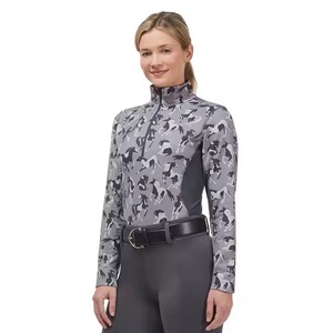 Camiseta de manga larga con media cremallera para equitación, capa base de secado rápido y transpirable para carreras y espectáculos ecuestres - Product Image 2