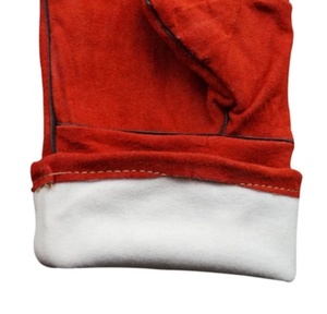 ถุงมือหนังวัวป้องกันความร้อนทนสีแดง,ถุงมือทำงานสำหรับช่างเชื่อมเพื่อความปลอดภัยยาว - Product Image 6