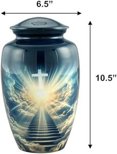 Grande urne funéraire commémorative en aluminium pour adultes, conçue avec un couvercle fileté décoratif et sécurisé, pour les cendres funéraires. - Product Image 2