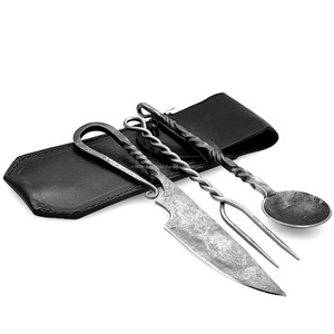 Couteau antique fait main cuillère fourchette ensemble de vaisselle de camping en plein air - Product Image 3