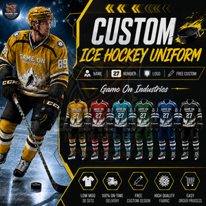 Ensemble maillot et short de hockey sur glace personnalisé OEM ODM, personnalisation gratuite du nom et du numéro du joueur, vêtements de sport d'équipe - Product Image 5