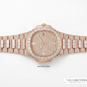 Montre Patak Philippe pour femme en or rose avec diamants, 39 mm, cadran rond, mécanique analogique, fermoir déployant, bracelet de luxe - Product Image 4